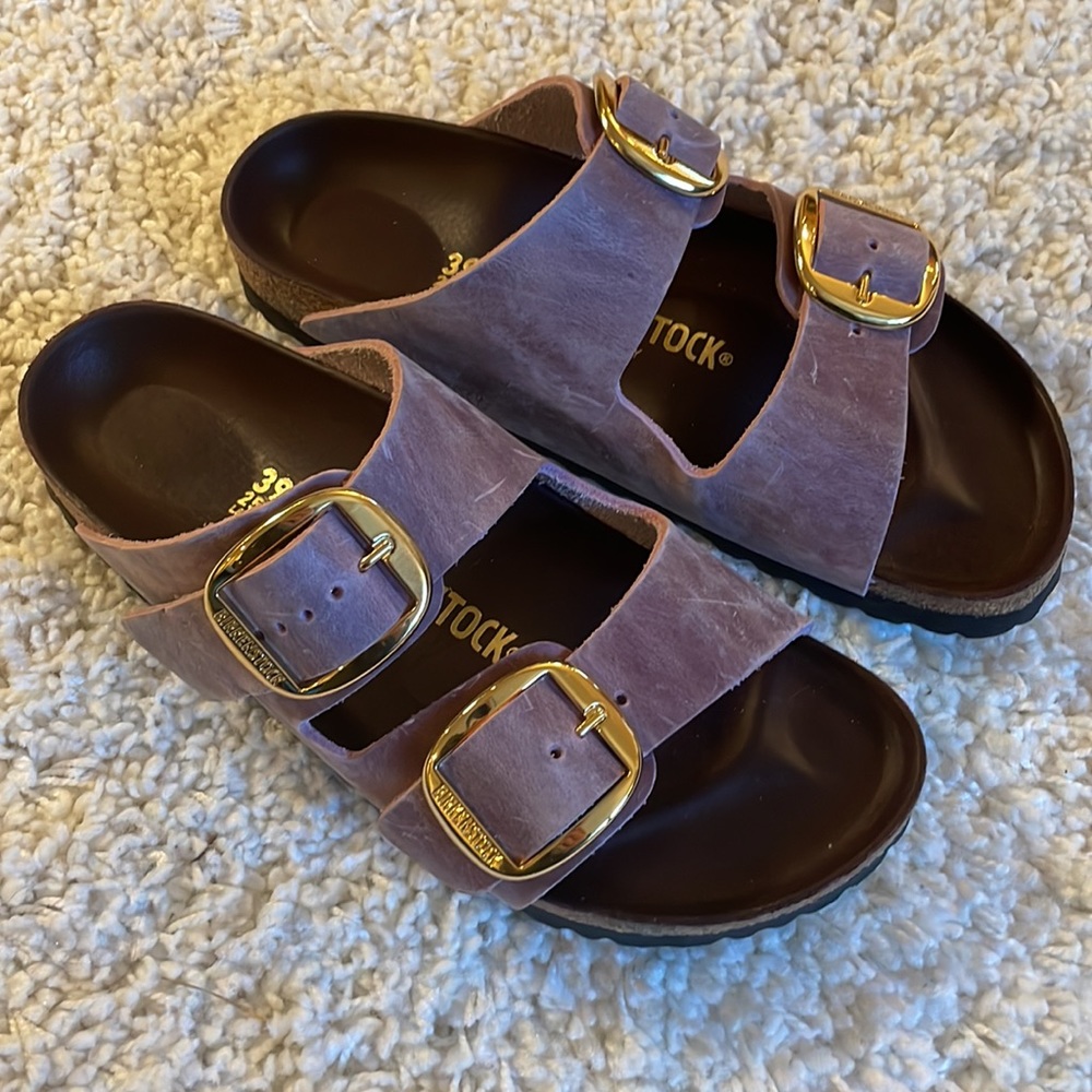 BIG BUCKLE BIRKENSTOCK ARIZONA LAVENDER BLUSH GOLD OILED LEATHER BRAND NEW 39/8 - Picture 4 of 11
